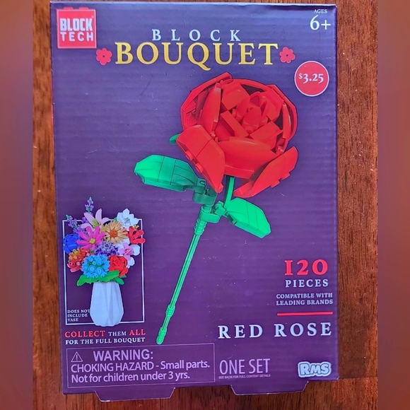 Red Rose Flower Building Blocks - Picture 1 of 5